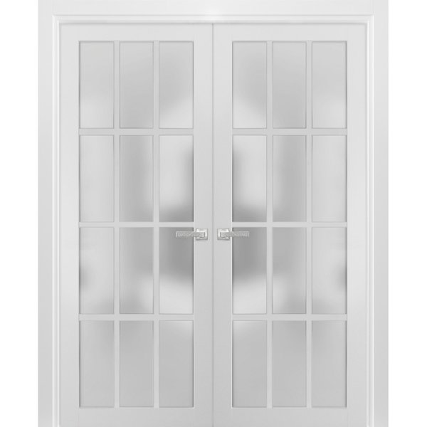 Sartodoors Double French Interior Door, 64" x 80", White FELICIA3312DD-BEM-64